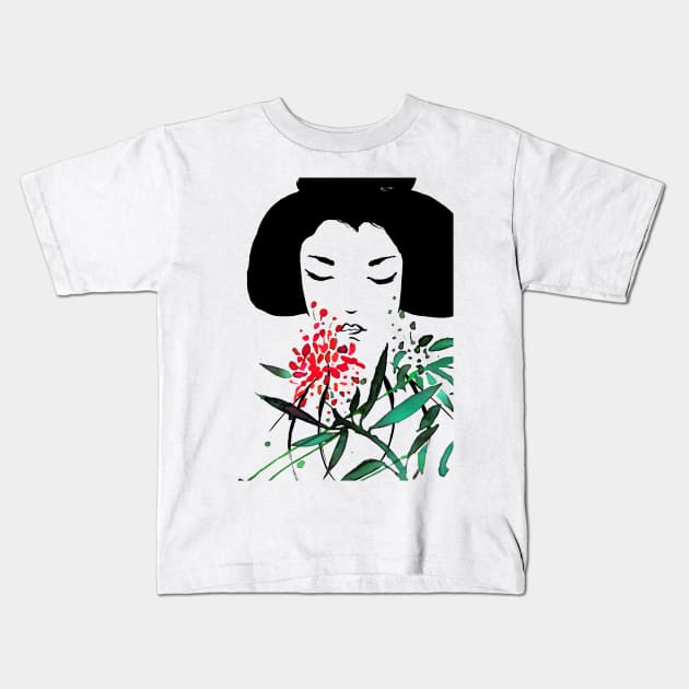 Kabuki girl Kids T-Shirt by visualcrafter